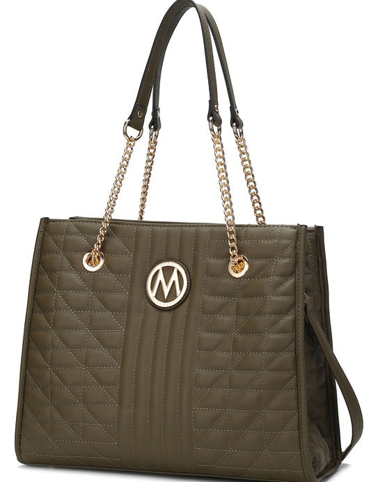 Women's Quilted Vegan Leather Shoulder Bag