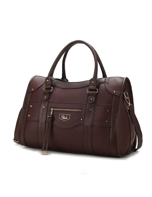 Women's Stylish Vegan Leather Duffle Weekender Bag