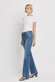 Women's High Rise Slant Hem Flare Jeans