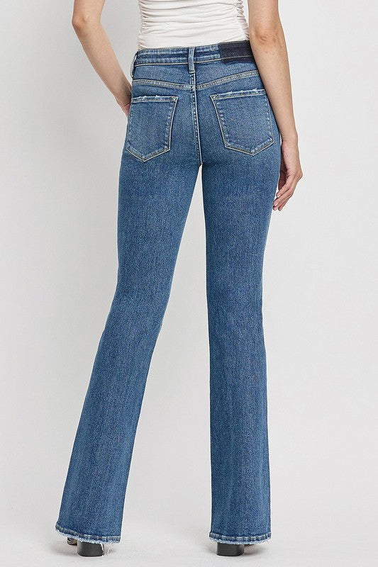 Women's High Rise Slant Hem Flare Jeans