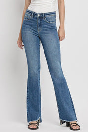 Women's High Rise Slant Hem Flare Jeans