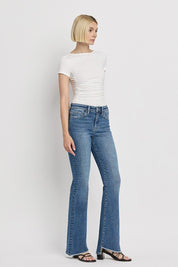 Women's High Rise Slant Hem Flare Jeans