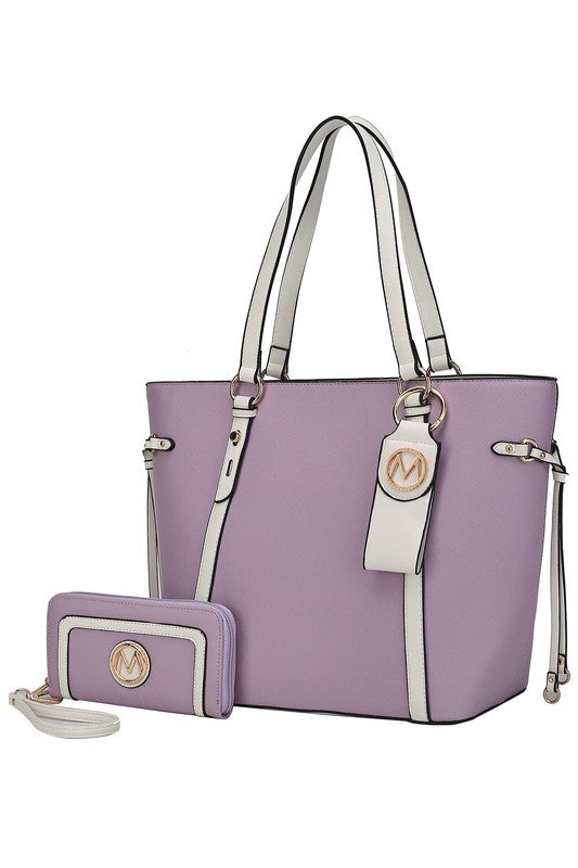 Women's Stylish Tote Bag with Wallet & Key-Ring Set