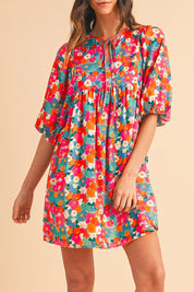 Women's Floral Bubble Sleeve Babydoll Dress