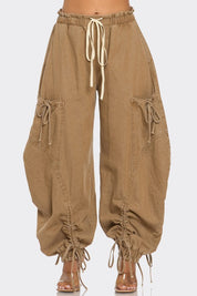 Urban Chic Drawstring Denim Cargo Pants