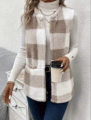 Women's Cozy Sherpa Plaid Vest