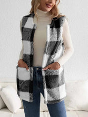 Women's Cozy Sherpa Plaid Vest