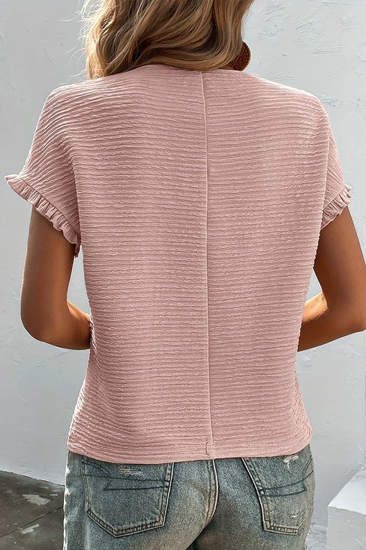 Women's Ruffled Short Sleeve Blouse