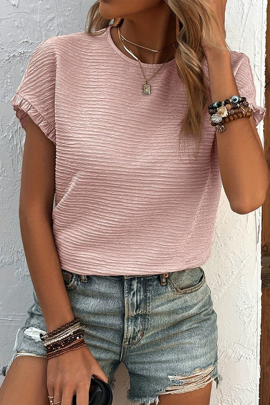 Women's Ruffled Short Sleeve Blouse