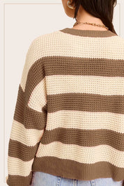 Women's Striped Loose Fit Round Neck Sweater