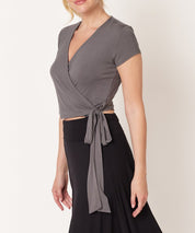 Women's Bamboo Wrap Crop Cap Sleeve