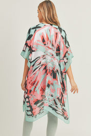 Women's Ombre Front and Geometric Back Print Kimono