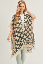 Women's Ombre Front and Geometric Back Print Kimono