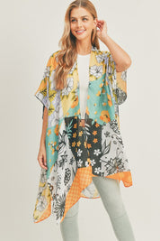 Women's Mixed Flower Print Kimono