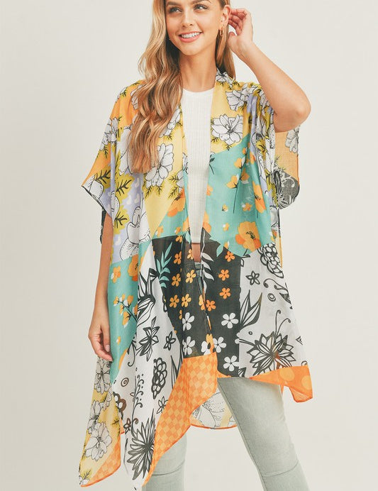 Women's Mixed Flower Print Kimono