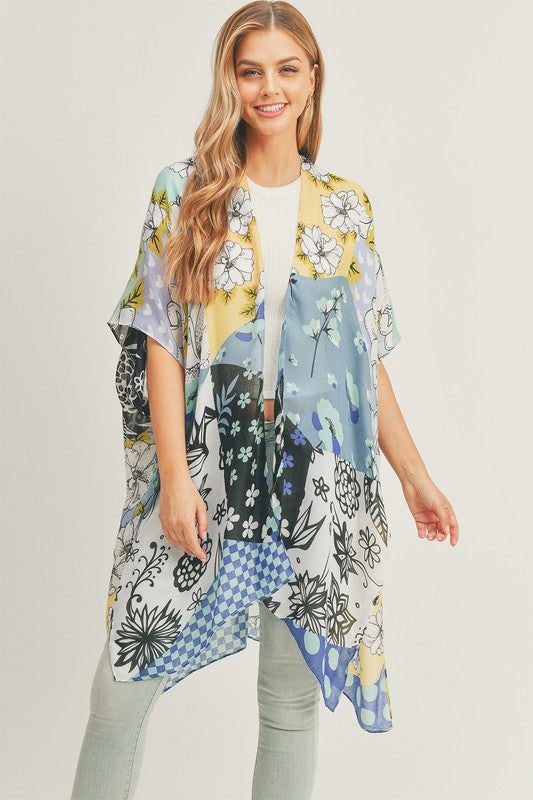 Women's Mixed Flower Print Kimono