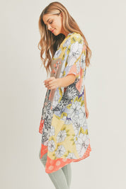 Women's Mixed Flower Print Kimono