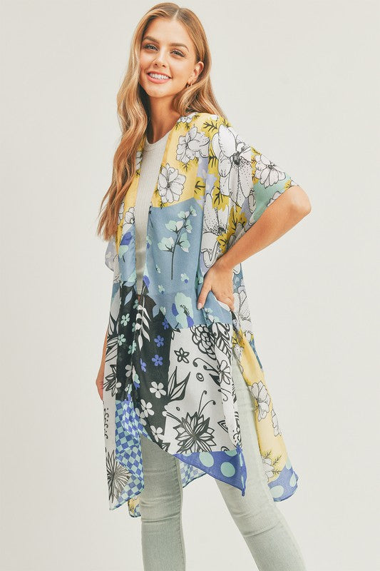 Women's Mixed Flower Print Kimono