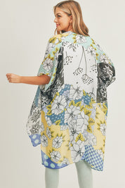 Women's Mixed Flower Print Kimono