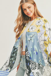 Women's Mixed Flower Print Kimono