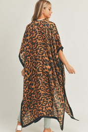 Leopard Print Front Open Long Kimono