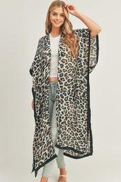 Leopard Print Front Open Long Kimono