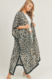 Leopard Print Front Open Long Kimono