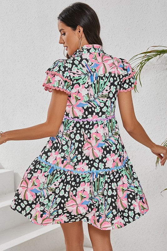 Women's Floral Tiered Mini Dress