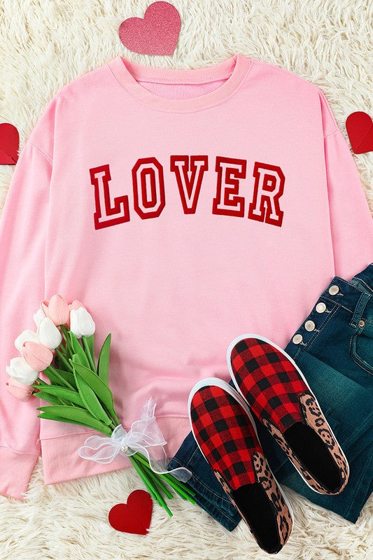 Women's Loose Fit Pink Graphic Drop Shoulder Sweatshirt