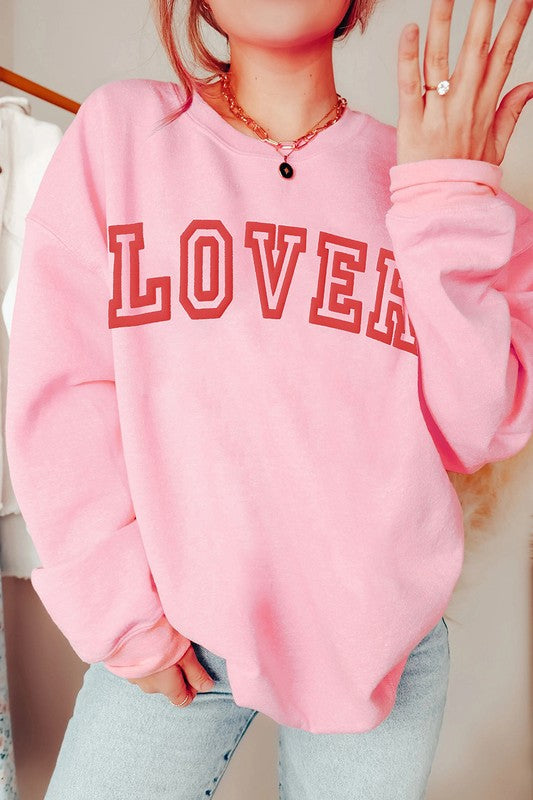 Women's Loose Fit Pink Graphic Drop Shoulder Sweatshirt