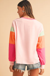 Women's Color Block Sleeve Loose Fit Top