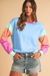 Women's Color Block Sleeve Loose Fit Top