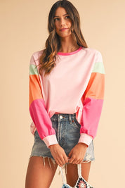 Women's Color Block Sleeve Loose Fit Top