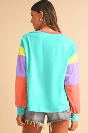 Women's Color Block Sleeve Loose Fit Top