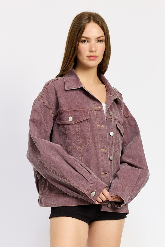 Women's Oversized Cotton Denim Shirt Jacket