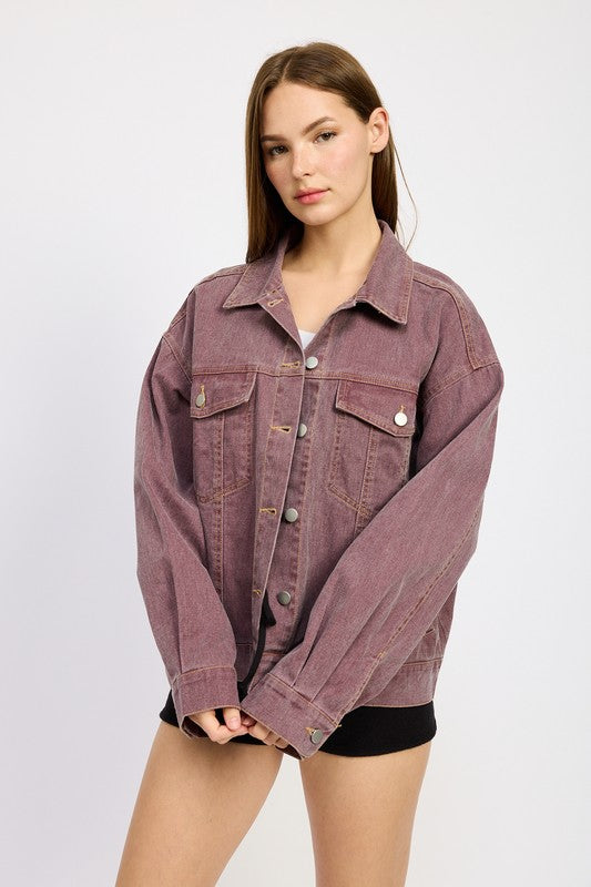 Women's Oversized Cotton Denim Shirt Jacket