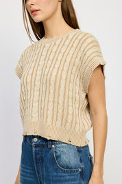 Women's Cable Knit Short Sleeve Top