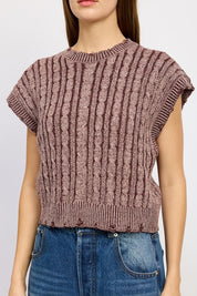 Women's Cable Knit Short Sleeve Top