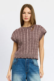 Women's Cable Knit Short Sleeve Top