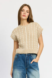 Women's Cable Knit Short Sleeve Top