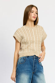 Women's Cable Knit Short Sleeve Top