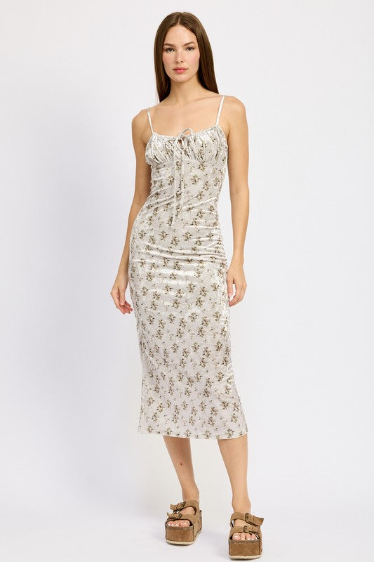 Women's Printed Spaghetti Strap Midi Dress