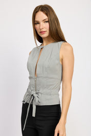 Women's Sleeveless Top with Front Cutout Design