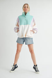 Women's Colorblock Snap Button Pullover