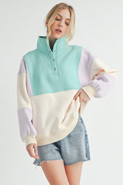 Women's Colorblock Snap Button Pullover