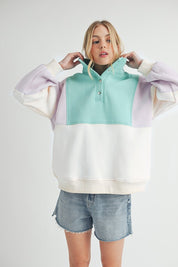 Women's Colorblock Snap Button Pullover