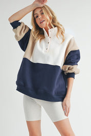 Women's Colorblock Snap Button Pullover