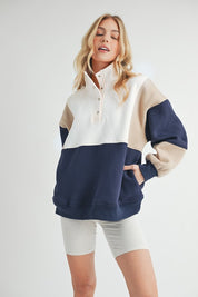 Women's Colorblock Snap Button Pullover