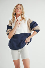 Women's Colorblock Snap Button Pullover