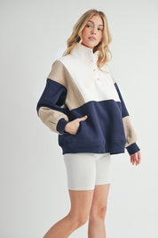 Women's Colorblock Snap Button Pullover